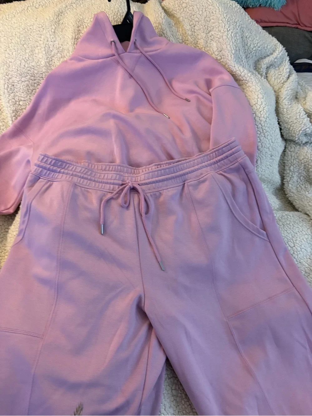 Lavender Cropped Hoodie & Matching Joggers Set - Women Track Pants & Joggers